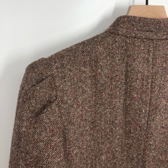 VINTAGE PAT HILTON Tweed Suit Jacket Blazer Brown Puff Embroidered Size 7/8 - Picture 9 of 13